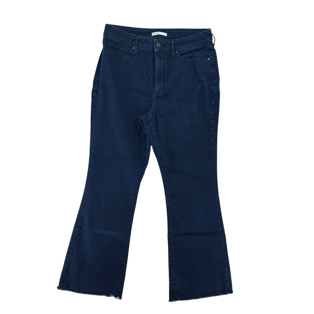 Nine West Women's Size 14 Flare Jeans Dark Wash Raw Hem Denim Pants